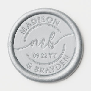 Wedding Monogram Script Personalized Names Wax Seal Sticker