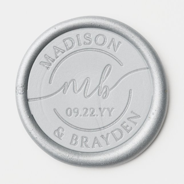 Wedding Monogram Script Personalized Names Wax Seal Sticker (Front)