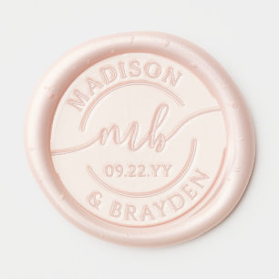 Wedding Monogram Script Personalized Names Wax Seal Sticker