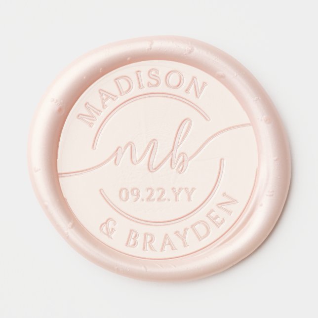 Wedding Monogram Script Personalized Names Wax Seal Sticker (Front)