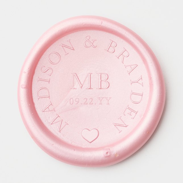 Wedding Monogram Script Personalized Names Wax Seal Sticker (Front)