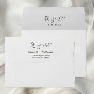 Wedding Monogram Script Timeless Return Address Envelope