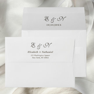 Wedding Monogram Script Timeless Return Address Envelope