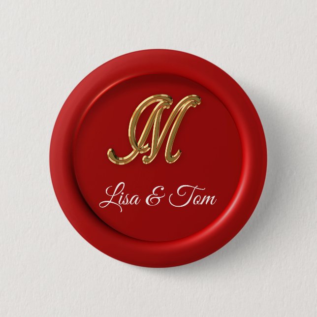Wedding monogram seal button (Front)