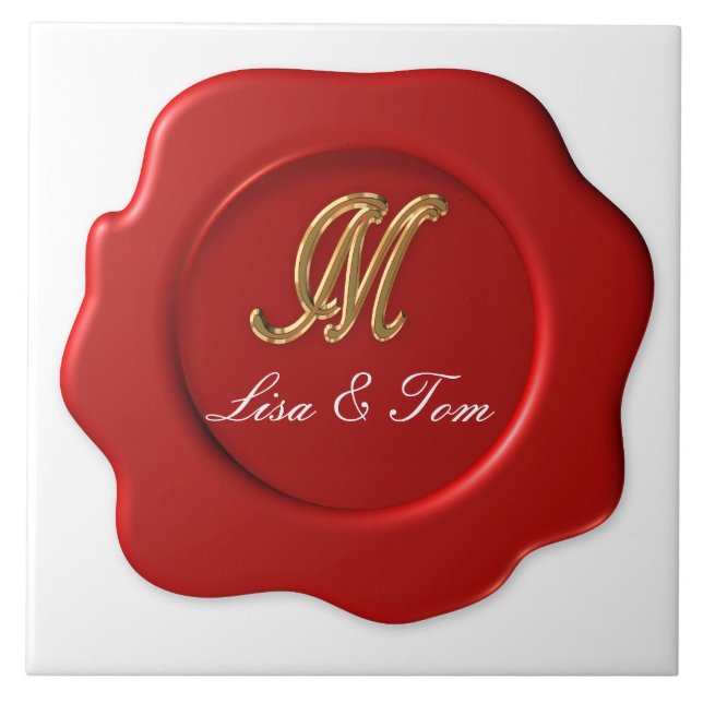 Wedding monogram seal tile (Front)