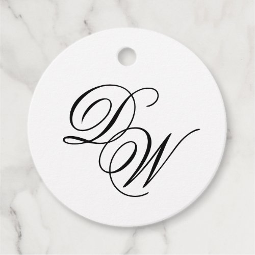 Wedding Monogram Simple Black and White Minimalist Favor Tags