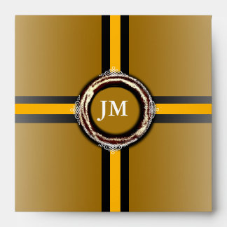 Wedding Monogram Square Envelope Gold Seal