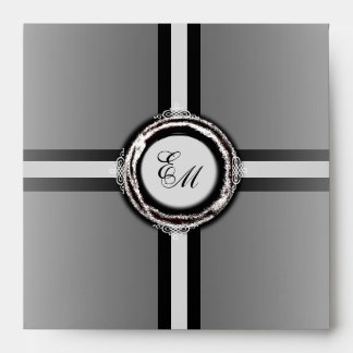 Wedding Monogram Square Envelope Silver Seal