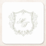 Wedding Monogram Square Paper Coaster