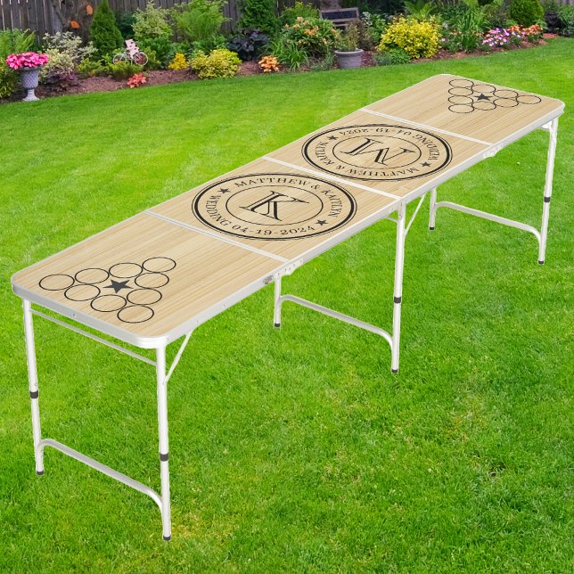 Wedding Monogram Star Light Bamboo  Beer Pong Table (Creator Uploaded)