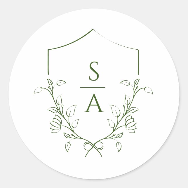 Wedding monogram sticker for gift and favor (Front)