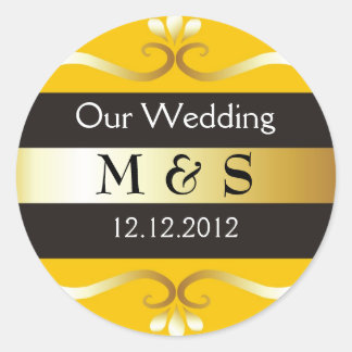 Wedding Monogram Stickers - Yellow & Gold