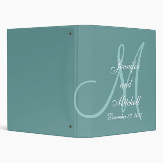 Wedding Monogram Teal Planner Keepsake Binder
