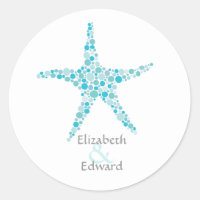 Wedding Monogram Turquoise Aqua Starfish Sticker