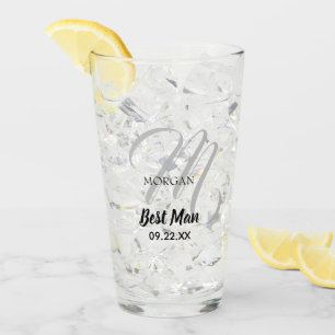 Wedding Monogram Typography Best Man Glass