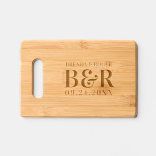 Wedding Monogram Typography Design Engraved Cutting Board