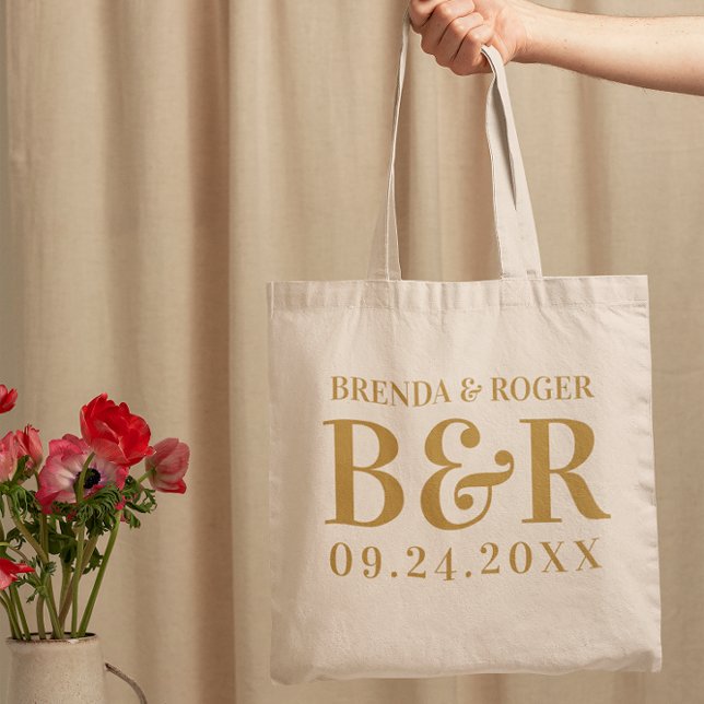 Wedding Monogram Typography Design Tote Bag (Creator Uploaded)