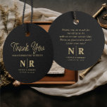 Wedding Monogram Welcome Gift Bag Or Basket Favor Tags<br><div class="desc">Welcome your guests with sophistication and style using our Black and Gold Wedding Monogram Welcome Gift Bag Or Basket Favor Tags. Crafted with classic modern script in a minimalistic design, these tags exude timeless elegance and simplicity. The black and gold color scheme adds a touch of luxury and sophistication, making...</div>