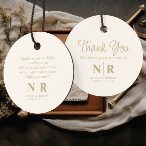 Wedding Monogram Welcome Gift Bag Or Basket Favor Tags