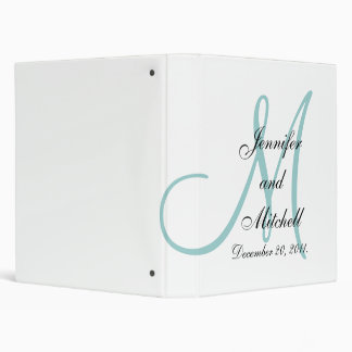 Wedding Monogram White Blue Keepsake Planner Binder
