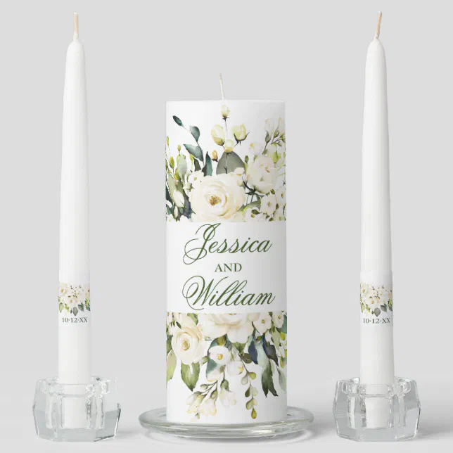 Winners White Rose Unity Candle Set