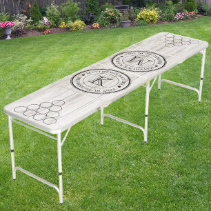Wedding Monogram White Washed Wood Beer Pong Table