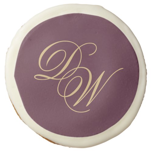 Wedding Monogram Wine Color Elegant Script Simple Sugar Cookie