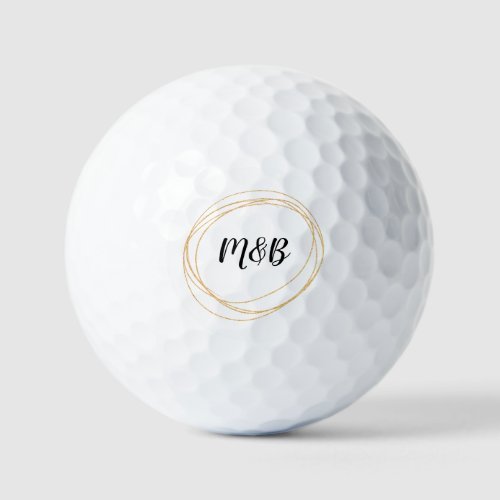 Wedding Monogram with black and gold theme    Golf Balls