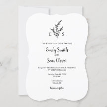 Wedding Monogram Wreath Stripe Invitation
