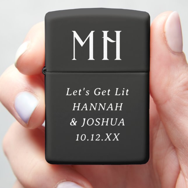 Wedding Monogram Zippo Lighter (In Hand)