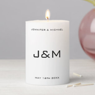 Wedding Monogrammed Elegant Modern Template Pillar Candle