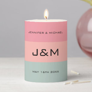 Wedding Monogrammed Elegant Modern Template Pillar Candle