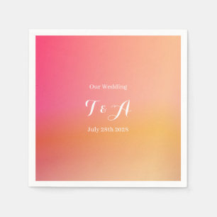 Wedding Monogrammed Orange Ombre Napkins
