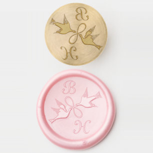 Wedding Monograms with Lovebirds Infinity Symbol Wax Seal Stamp