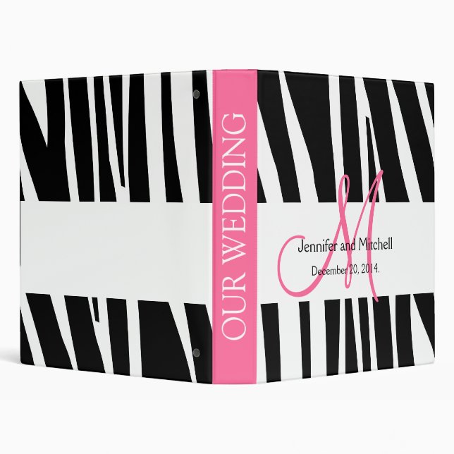 Wedding Monograms Zebra Pink Planner Binders (Background)