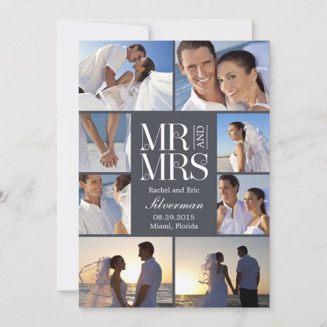Wedding Montage Wedding Announcement - Gray (Front)