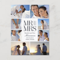 Wedding Montage Wedding Announcement - White