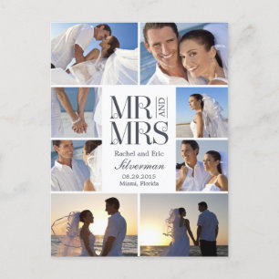 Wedding Montage Wedding Announcement - White Postcard