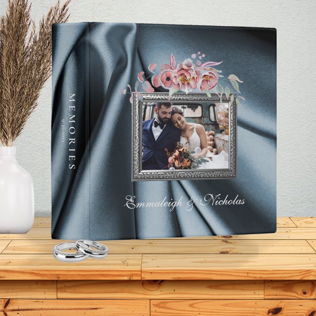 Wedding Moody Teal Floral Photo Scrapbook Album 3 Ring Binder (Creator Uploaded)