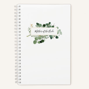 Wedding Mother of Bride Greenery Modern White Notebook