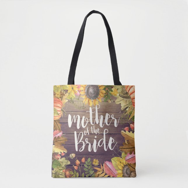 Wedding Mother of the Bride Autumn Maple Pumpkins Tote Bag (Front)