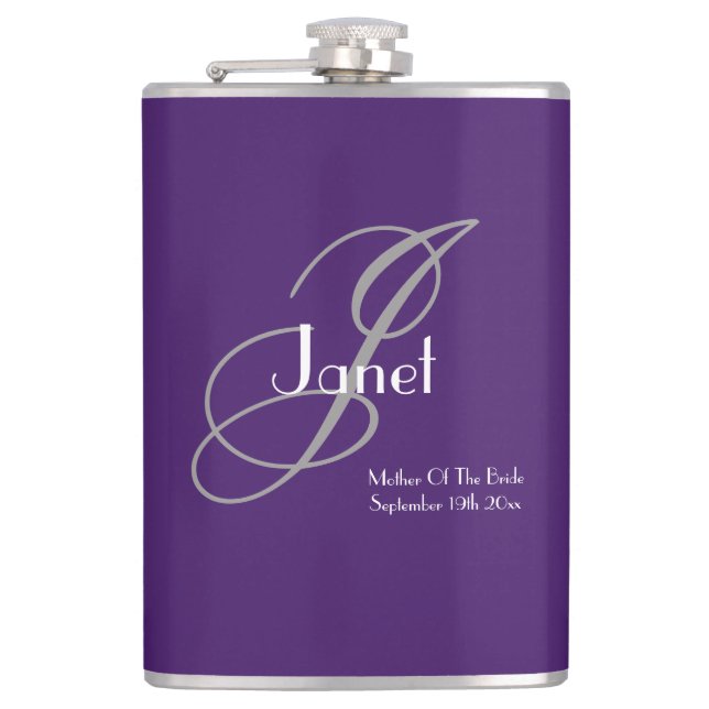 Wedding Mother Of The Bride Gift Chic Personalized Flask (Front)
