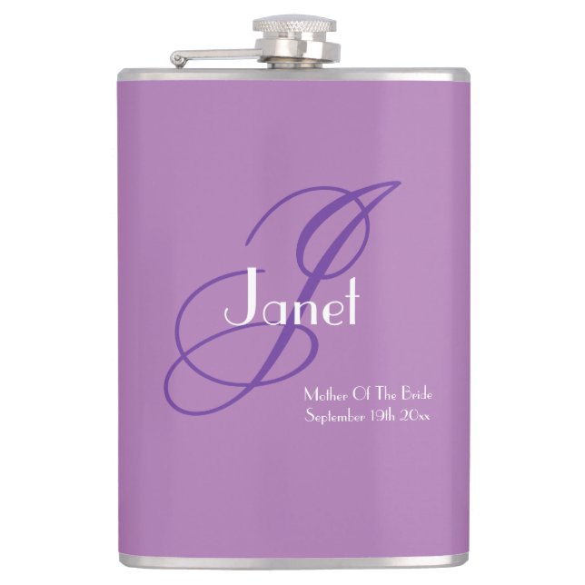 Wedding Mother Of The Bride Gift Cool Monogram  Flask (Front)