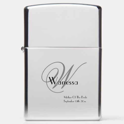 Wedding Mother Of The Bride Gift Modern Monogram  Zippo Lighter