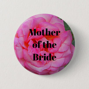 Wedding Mother of the Bride Pink Rose Flower Button