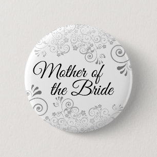 Wedding Mother of the Bride Silver Floral Filigree Button