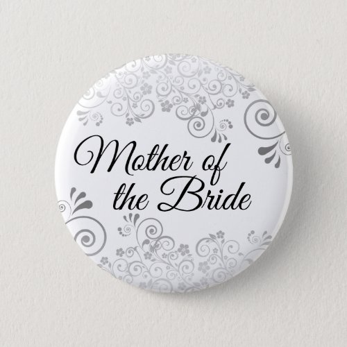 Wedding Mother of the Bride Silver Floral Filigree Button