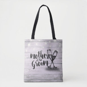 Wedding Mother of the Groom Champagne Glasses Wood Tote Bag