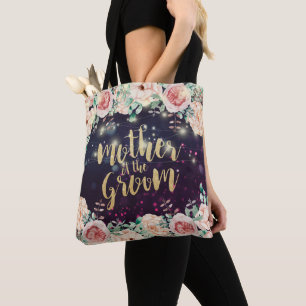 Wedding Mother of the Groom Floral Purple Sparkle Tote Bag