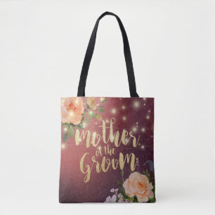 Wedding Mother of the Groom Floral String Lights Tote Bag